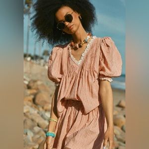 Hunter Bell Mia Top in Terracotta Gingham, Size L